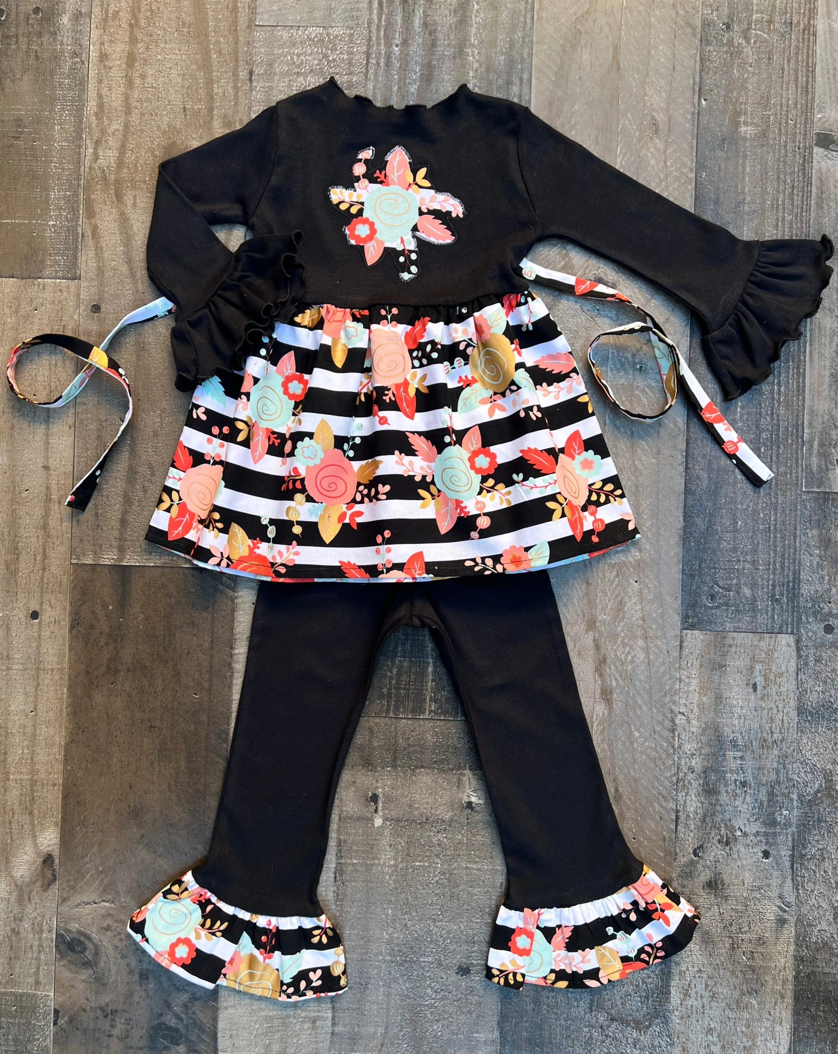 2T Stripe Fall Rose Outfit