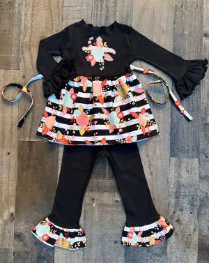 2T Stripe Fall Rose Outfit