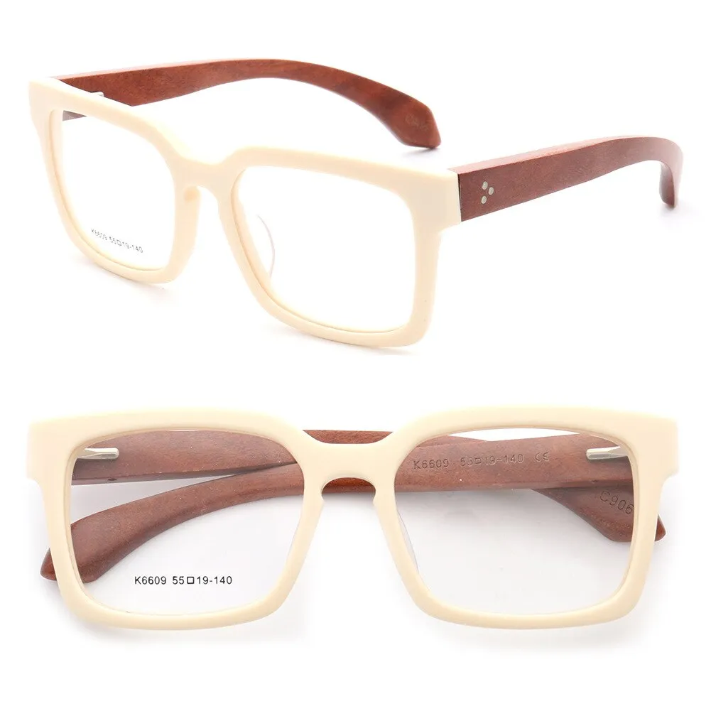 Aissuarvey Acetate Wooden Full Rim Square Frame Unisex Eyeglasses K6609