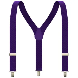 Dark Purple Slim Suspenders for Men & Women Boys & Girls Y-back Shape 1 inch wide