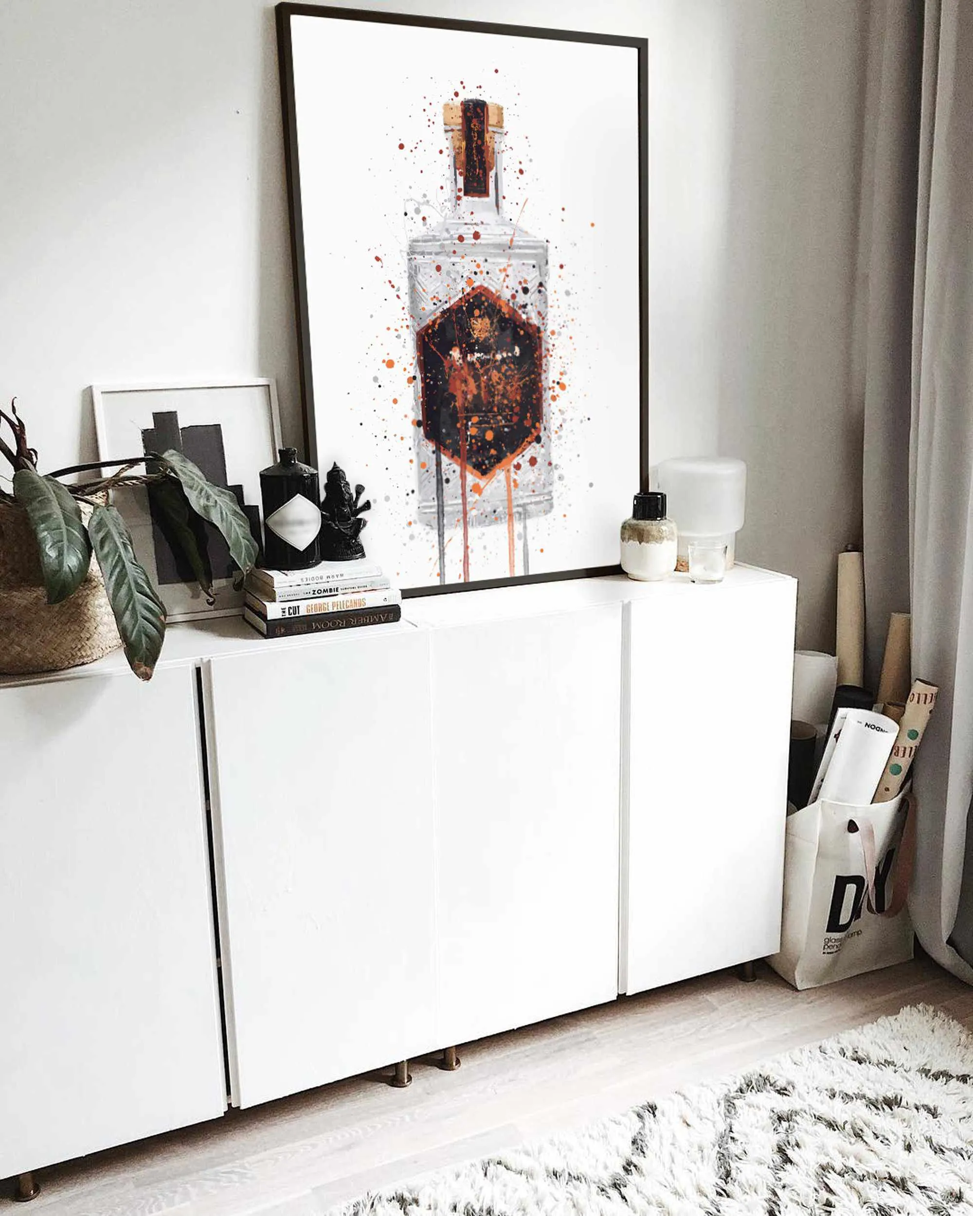 Gin Bottle Wall Art Print 'Honeycomb'