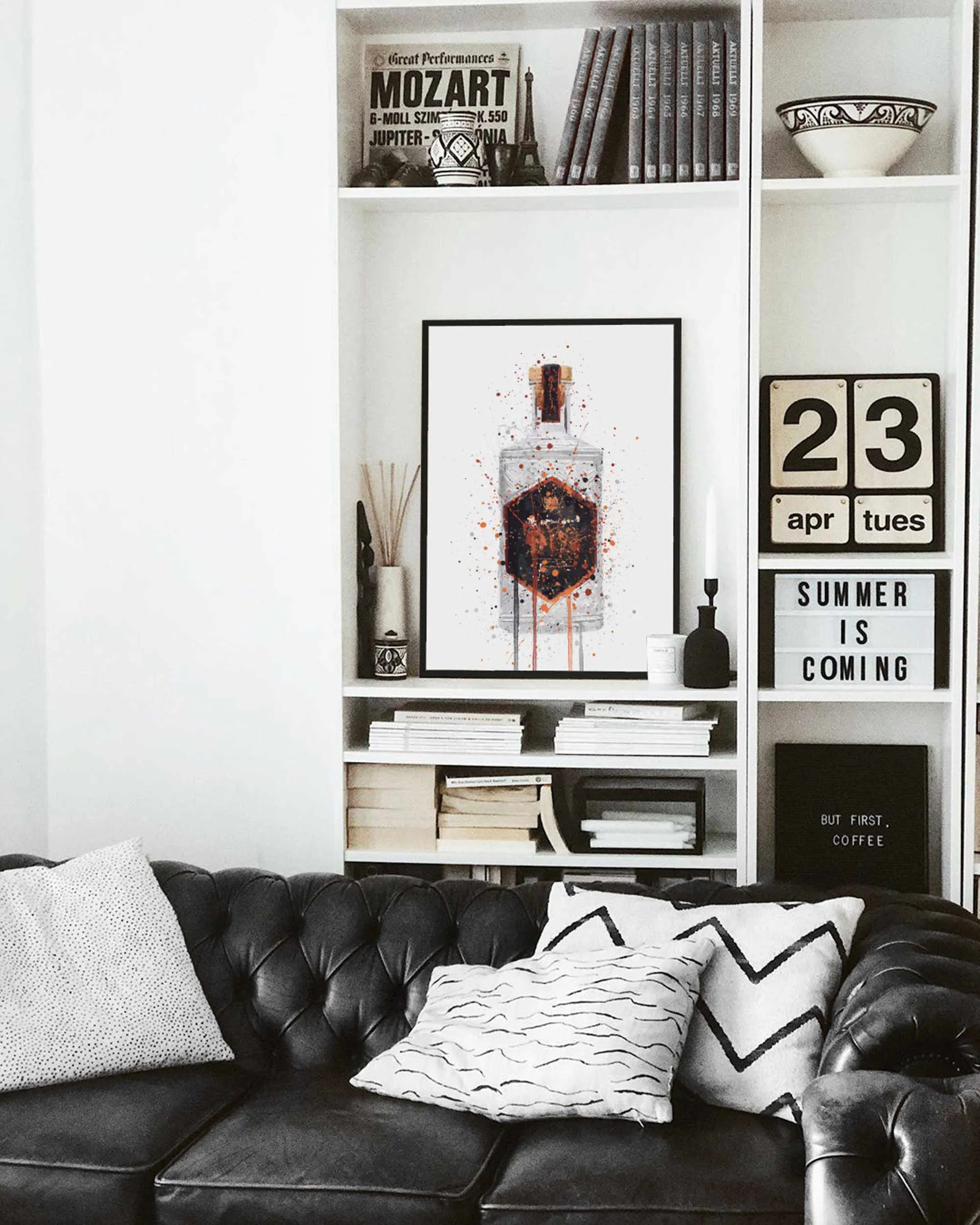 Gin Bottle Wall Art Print 'Honeycomb'