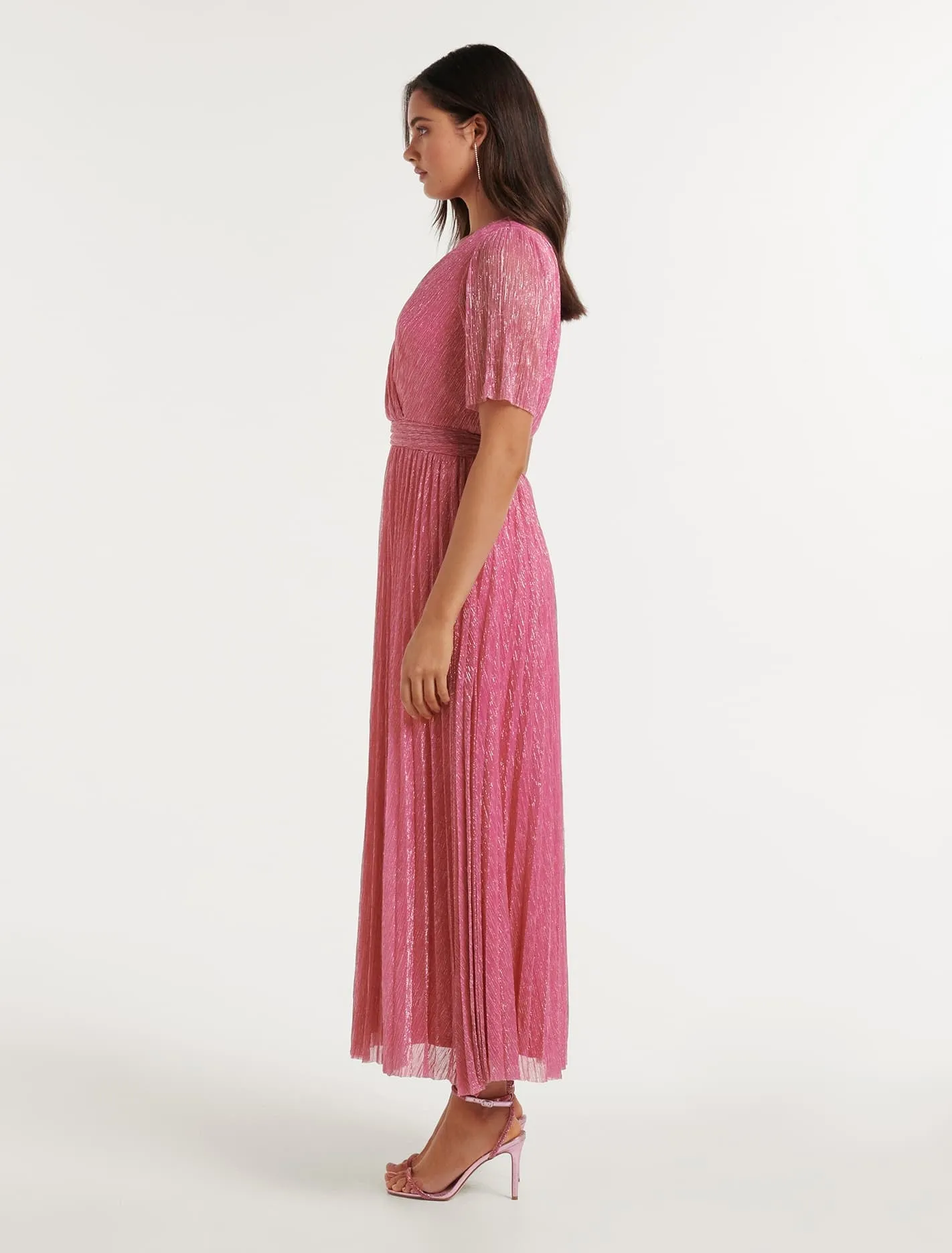 Isabella Wrap Plisse Midi Dress