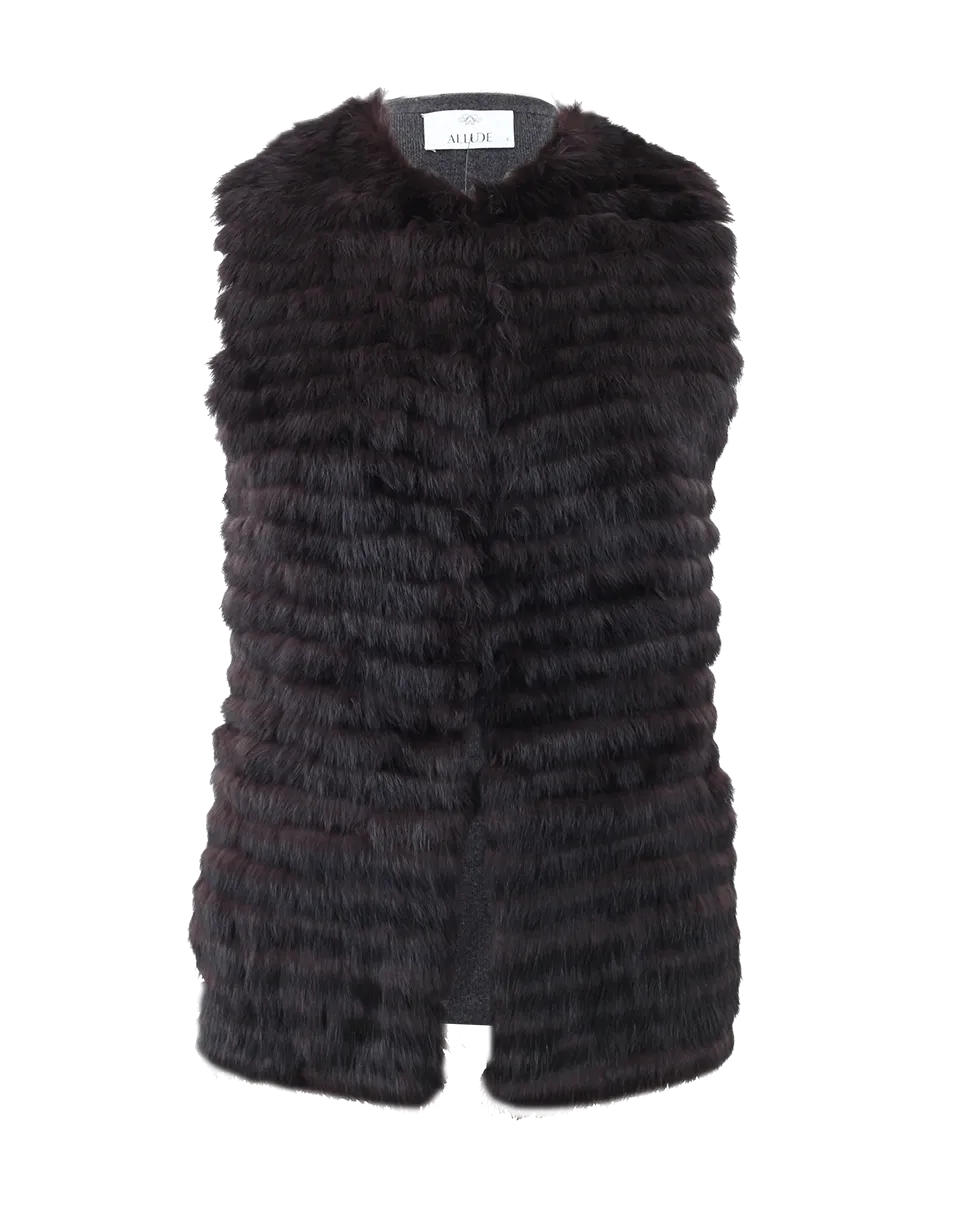 Rabbit Fur Vest On Knit
