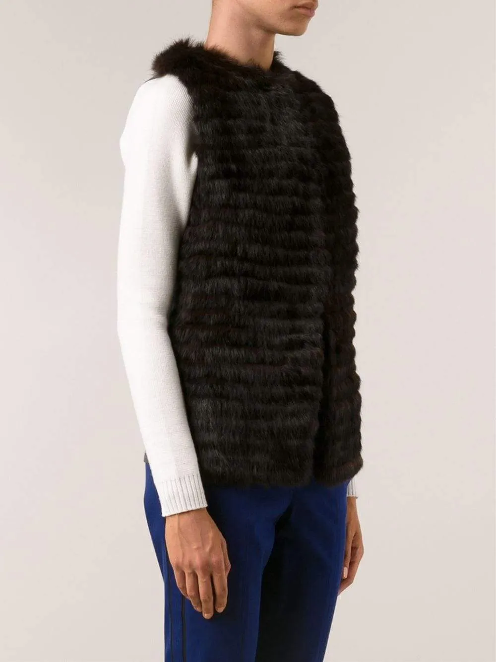 Rabbit Fur Vest On Knit
