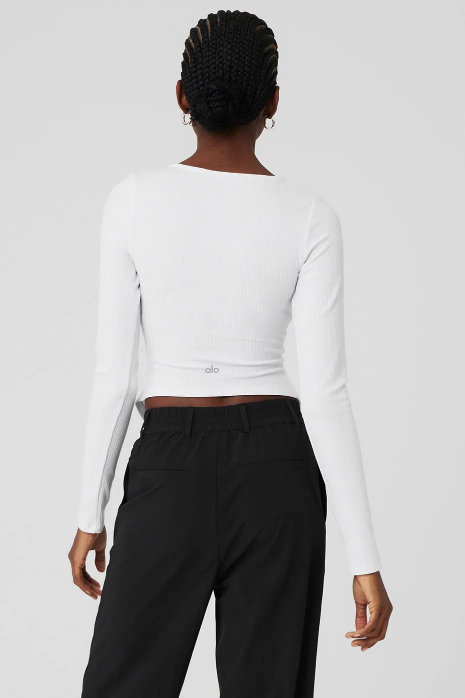 Ribbed Stardust Long Sleeve - White