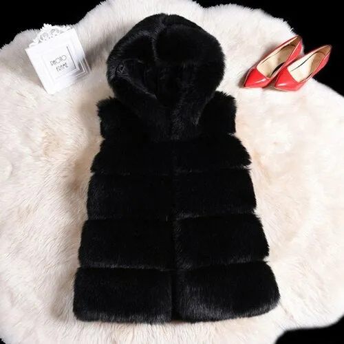 Sleeveless Artificial Fox Fur