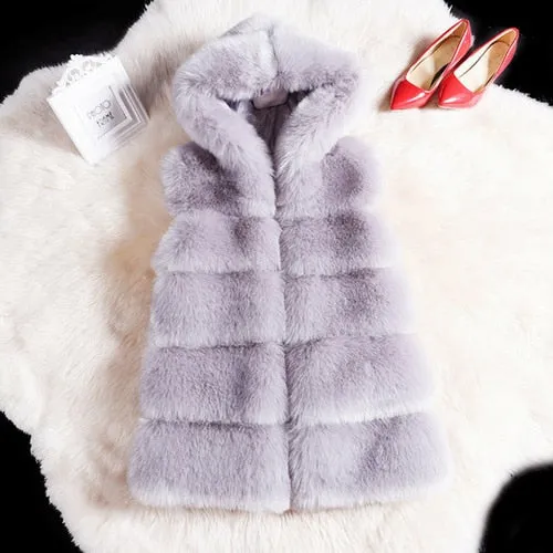Sleeveless Artificial Fox Fur
