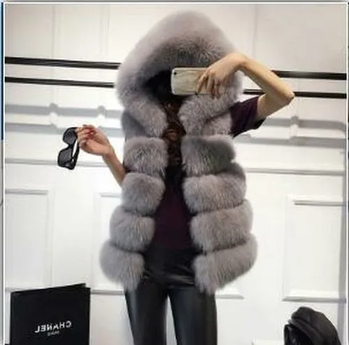 Sleeveless Artificial Fox Fur