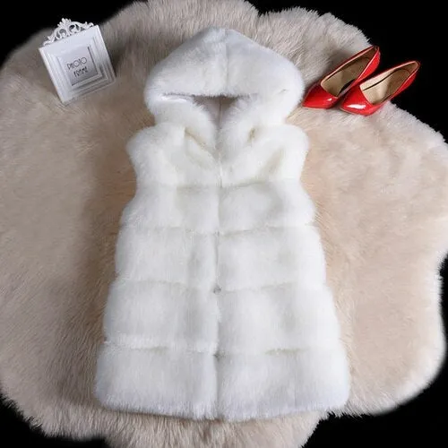 Sleeveless Artificial Fox Fur