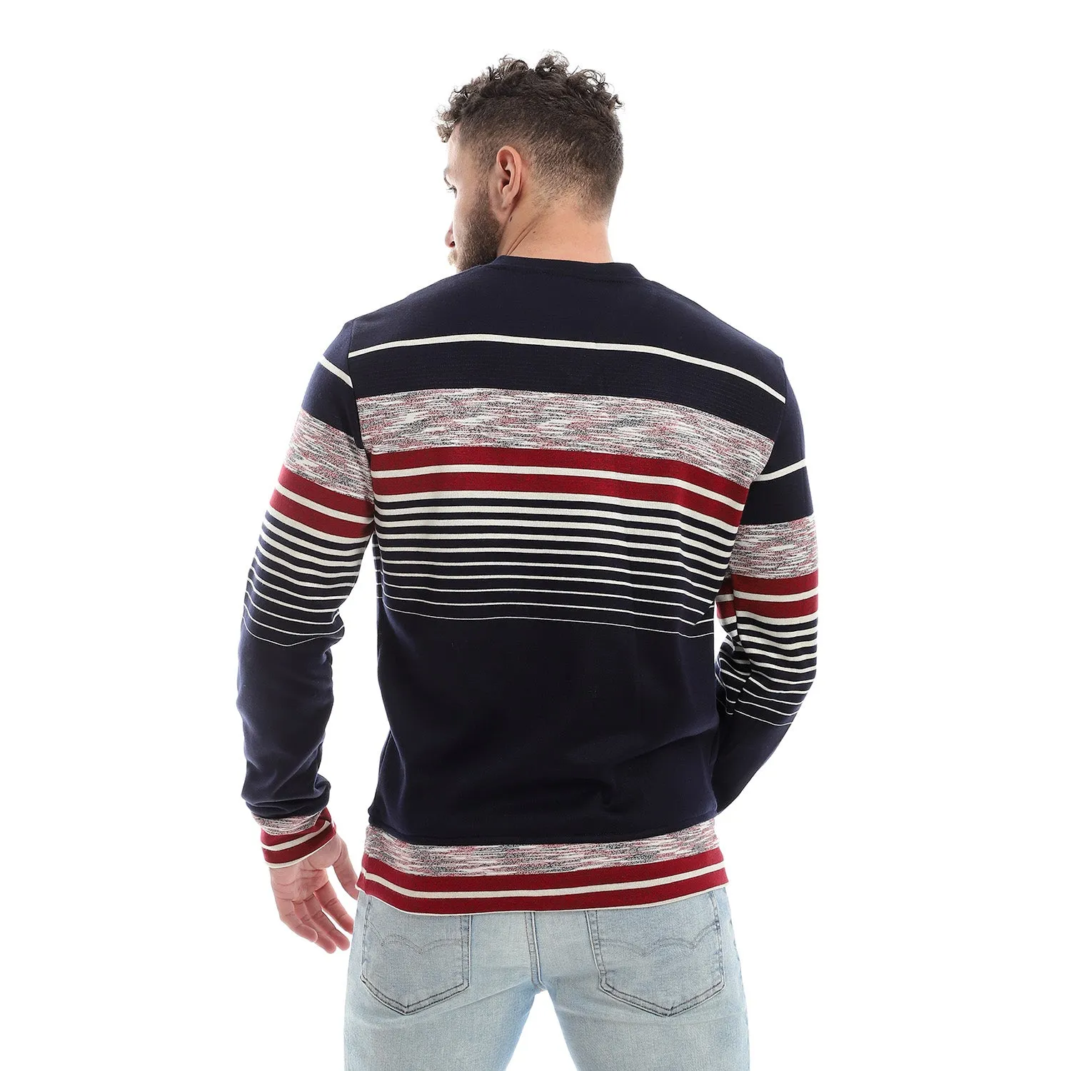 Stylish Striped V-Neck Sweatshirt - Kady